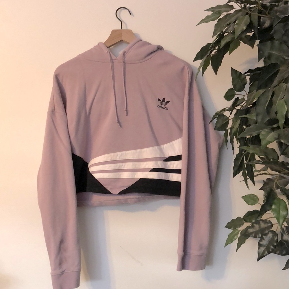 Light Purple Cropped Adidas Hoodie